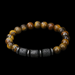 Tibetan Earth Tiger’s Eye Amulet - Obsidian & Bronze Grounding Talisman