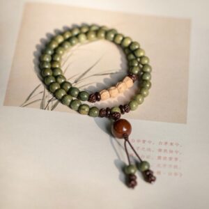 Tibetan Forest Heart Mala - Jade & Sandalwood Chakra Harmonizer