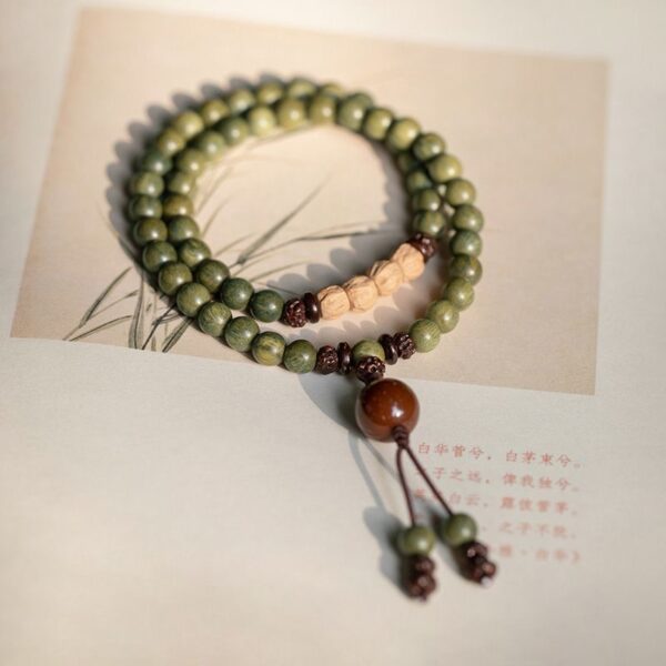 Tibetan Forest Heart Mala - Jade & Sandalwood Chakra Harmonizer
