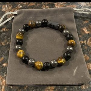 Tibetan Earth & Tiger’s Eye Guardian Set - Obsidian & Hawk’s Eye Chakra Bracelets