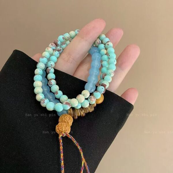 Tibetan Sky & Earth Harmony - Aquamarine & Wood Chakra Stack