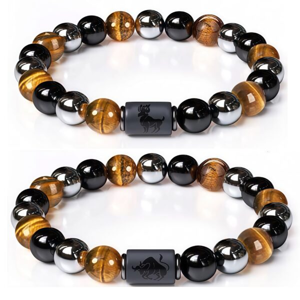 Tibetan Earth & Tiger’s Eye Guardian Set - Obsidian & Hawk’s Eye Chakra Bracelets - Image 2