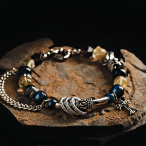 Tibetan Celestial Lake Bracelet - Lapis Lazuli & Sterling Silver Energy Grid