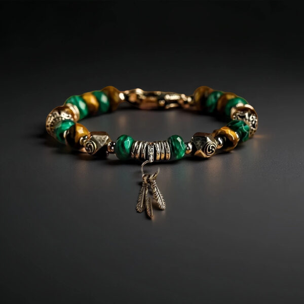 Tibetan Green Gold Energy Bracelet: Spirit of Nature, Divine Protection - Image 2