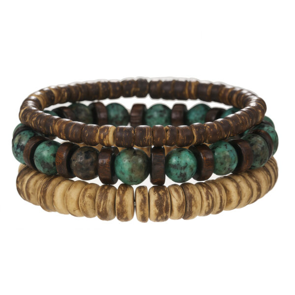 Tibetan Earth & Sky Mandala - Sandalwood & Turquoise Harmony Bracelet - Image 2