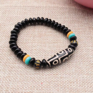 Tibetan Codex - Black Onyx & Mantra Cylinder Bracelet