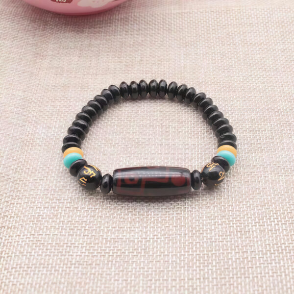 Tibetan Codex - Black Onyx & Mantra Cylinder Bracelet - Image 3