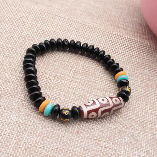 Tibetan Codex - Black Onyx & Mantra Cylinder Bracelet - Image 2