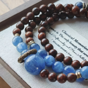 Tibetan blue wooden energy bracelet: unity of nature and man, energy flow