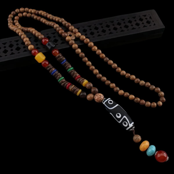 Tibetan Five Elements Mala - Sacred Wood & Color Energy Amulet